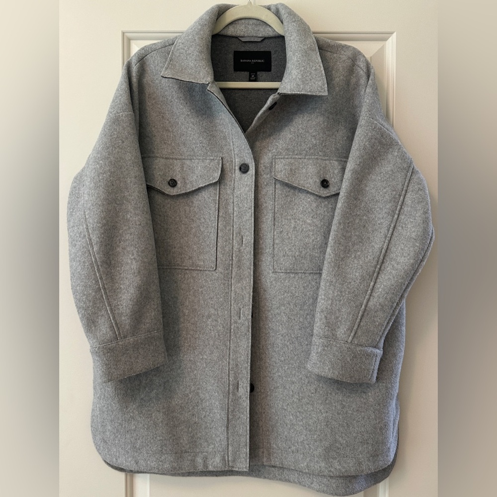 Banana Republic Thick Gray Shacket Size Petite Medium